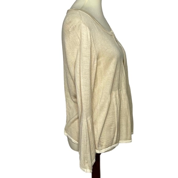 Fenn Wright Mason Cardigan Sweater Womens 16 Cream Beige 100% Silk Top Closure - Picture 2 of 10